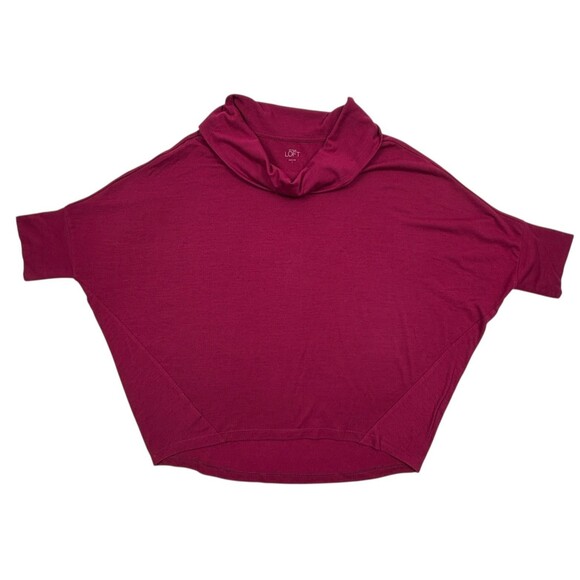 LOFT Cowl Neck Dolman Top Berry Wine Everyday Soft Slouchy Knit Relaxed L - Picture 1 of 12